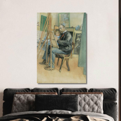 Riflesso Nello Specchio Con Brita Carl Larsson clr36 quadro stampato su tela