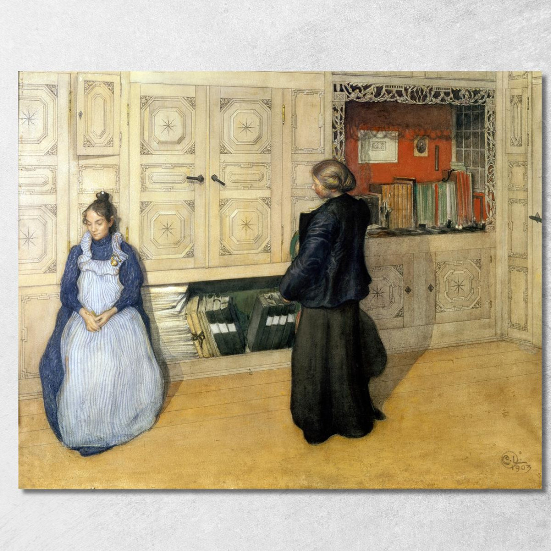 Madre E Figlia Carl Larsson clr37 quadro stampato su tela