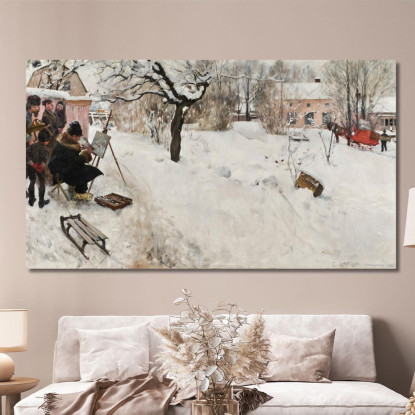 Pittore All'Aria Aperta – Motivo Invernale Da Åsögatan 145 Stoccolma Carl Larsson clr41 quadro stampato su tela