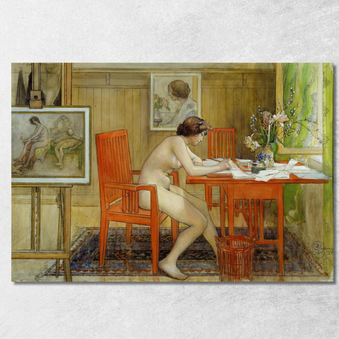 La Modella Che Scrive Una Cartolina Carl Larsson clr55 quadro stampato su tela