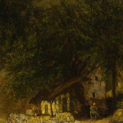 Ingresso Al Villaggio Charles François Daubigny cfd23 quadro stampato su tela