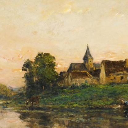 Lavandaia E Vaccara A Porte-Joie Charles François Daubigny cfd43 quadro stampato su tela