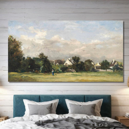 Contadina Presso Un Villaggio Charles François Daubigny cfd62 quadro stampato su tela