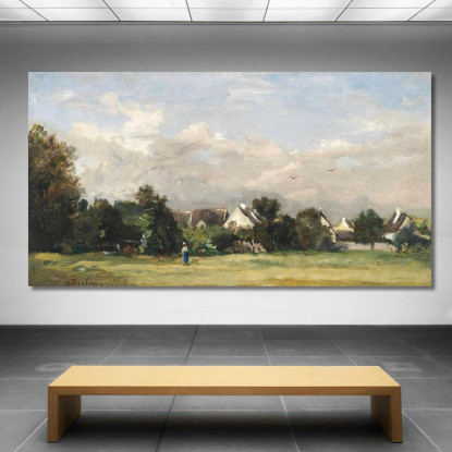 Contadina Presso Un Villaggio Charles François Daubigny cfd62 quadro stampato su tela
