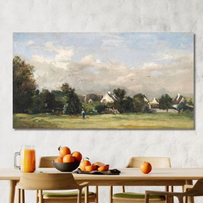 Contadina Presso Un Villaggio Charles François Daubigny cfd62 quadro stampato su tela