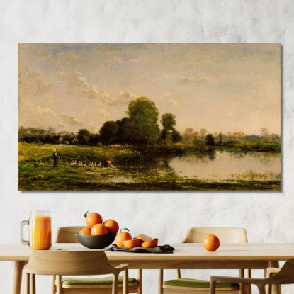 Riva Del Fiume Con Volatili Charles François Daubigny cfd69 quadro stampato su tela