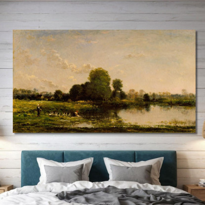 Riva Del Fiume Con Volatili Charles François Daubigny cfd69 quadro stampato su tela