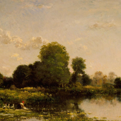 Riva Del Fiume Con Volatili Charles François Daubigny cfd69 quadro stampato su tela