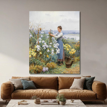 Crisantemi Daniel Ridgway Knight drk6 quadro stampato su tela