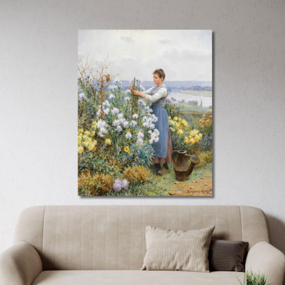 Crisantemi Daniel Ridgway Knight drk6 quadro stampato su tela