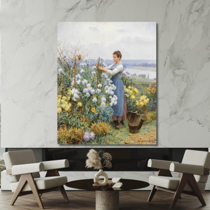 Crisantemi Daniel Ridgway Knight drk6 quadro stampato su tela