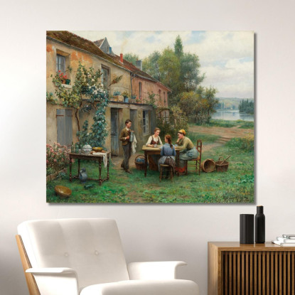 Caffè In Giardino Daniel Ridgway Knight drk7 quadro stampato su tela