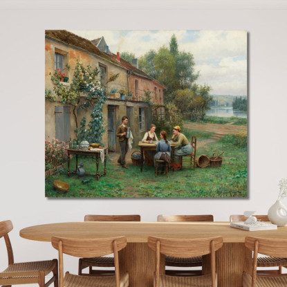 Caffè In Giardino Daniel Ridgway Knight drk7 quadro stampato su tela