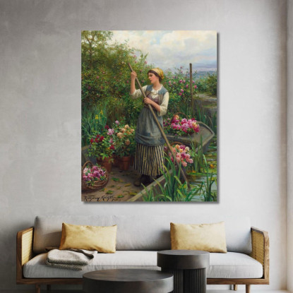 Raccolta Di Fiori Lungo Il Fiume Daniel Ridgway Knight drk9 quadro stampato su tela