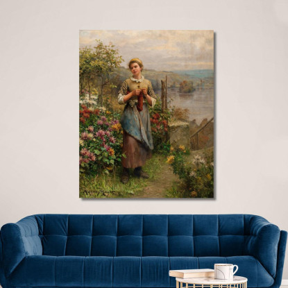 Giovane Donna Che Lavora A Maglia Daniel Ridgway Knight drk30 quadro stampato su tela