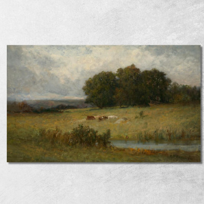 Scena Luminosa Di Bestiame Vicino Al Ruscello Edward Mitchell Bannister emb3 quadro stampato su tela