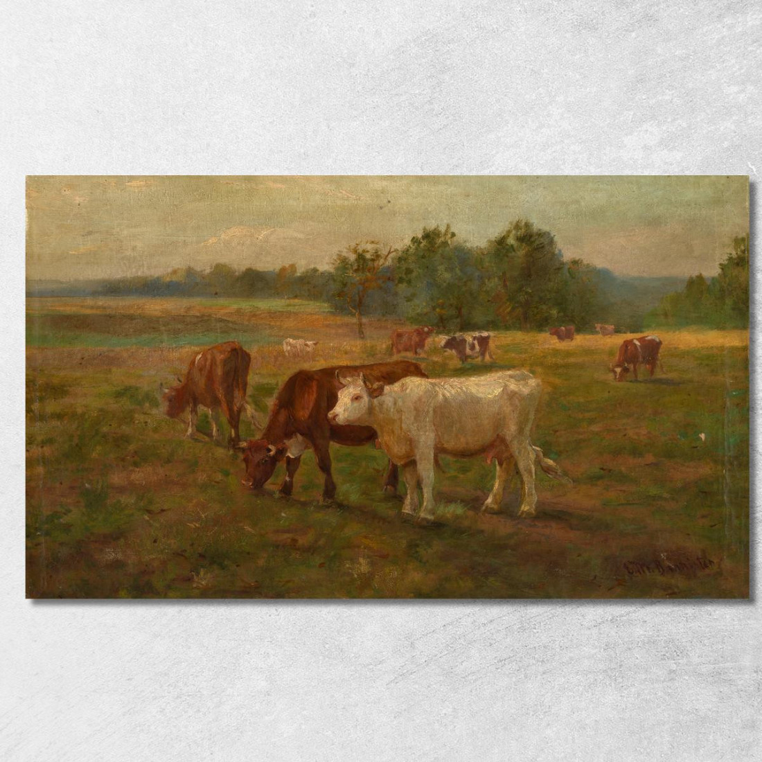 Mucche Edward Mitchell Bannister emb5 quadro stampato su tela