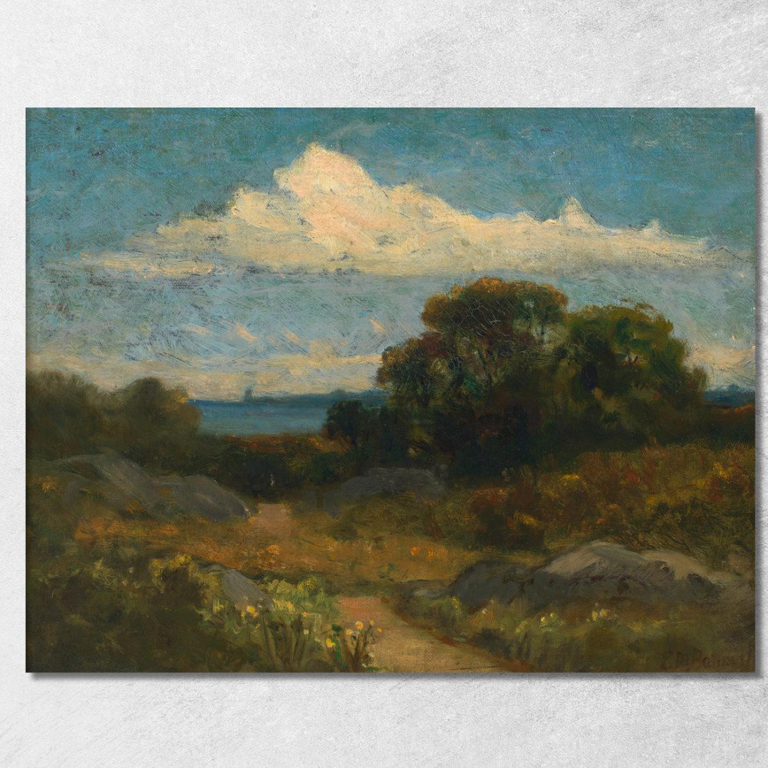 Paesaggio: Alberi E Rocce Vicino Al Lago Edward Mitchell Bannister emb12 quadro stampato su tela