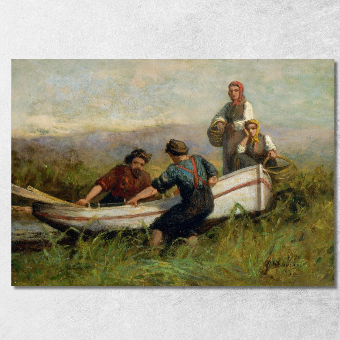 Persone Vicino Alla Barca Edward Mitchell Bannister emb21 quadro stampato su tela