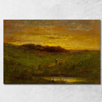 Tramonto Edward Mitchell Bannister emb32 quadro stampato su tela