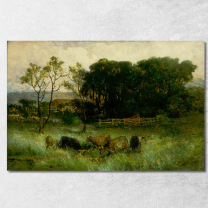 Cinque Mucche Al Pascolo Edward Mitchell Bannister emb41 quadro stampato su tela