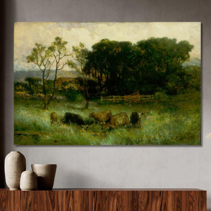 Cinque Mucche Al Pascolo Edward Mitchell Bannister emb41 quadro stampato su tela