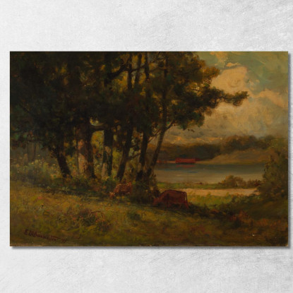 Paesaggio Con Mucche Al Pascolo Vicino Al Fiume Edward Mitchell Bannister emb47 quadro stampato su tela