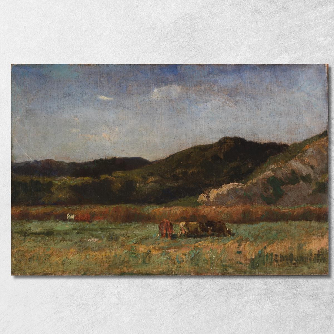 Paesaggio Con Mucche Al Pascolo Sulle Colline Edward Mitchell Bannister emb48 quadro stampato su tela