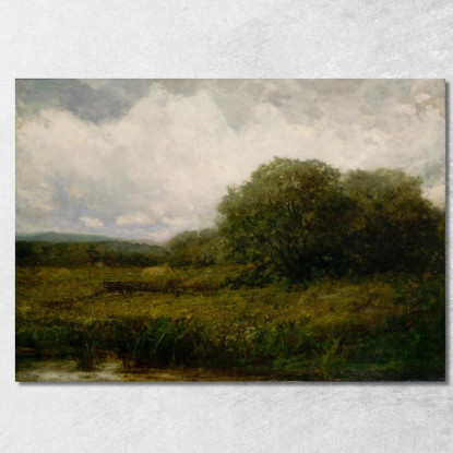 Paesaggio Con Buoi E Carro Di Fieno Che Attraversano Il Ponte Edward Mitchell Bannister emb50 quadro stampato su tela