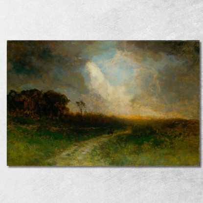 Paesaggio Uomo A Cavallo Edward Mitchell Bannister emb55 quadro stampato su tela