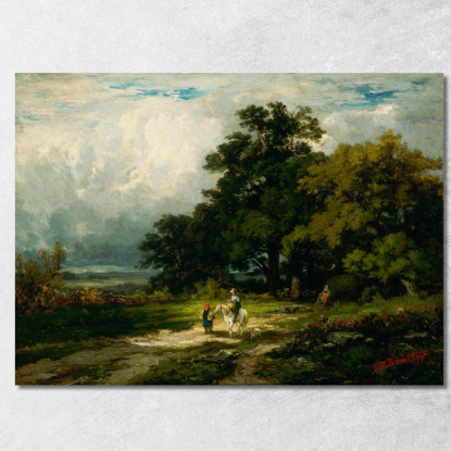 Uomo A Cavallo Con Donna E Cane Edward Mitchell Bannister emb58 quadro stampato su tela