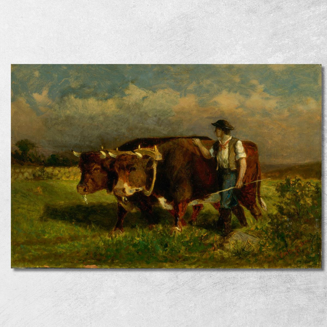 Uomo Con Due Buoi Edward Mitchell Bannister emb62 quadro stampato su tela