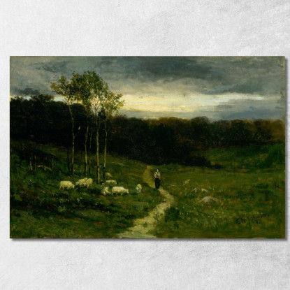 Donna Che Cammina Lungo Il Sentiero Edward Mitchell Bannister emb67 quadro stampato su tela