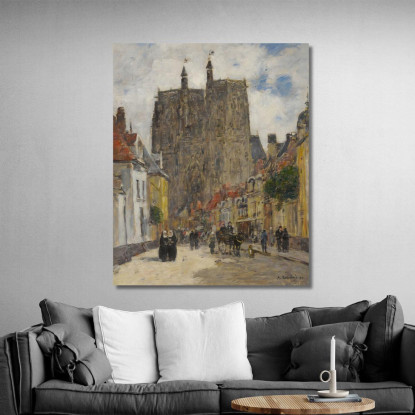 Abbeville Via E Chiesa Di Saint-Vulfran Eugène Boudin ebd2 quadro stampato su tela