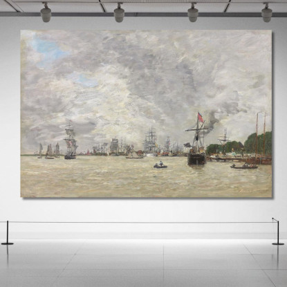 Anversa Barche Sull'Escaut Eugène Boudin ebd5 quadro stampato su tela