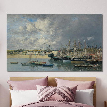 Barche All’Ancora Nel Porto Di Portrieux Eugène Boudin ebd8 quadro stampato su tela