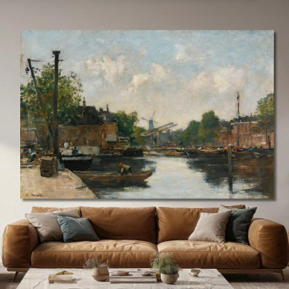 Canale A Rotterdam Eugène Boudin ebd24 quadro stampato su tela