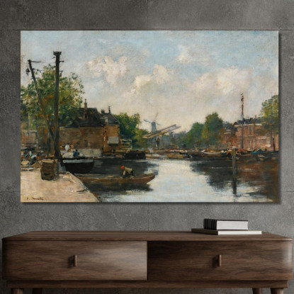 Canale A Rotterdam Eugène Boudin ebd24 quadro stampato su tela