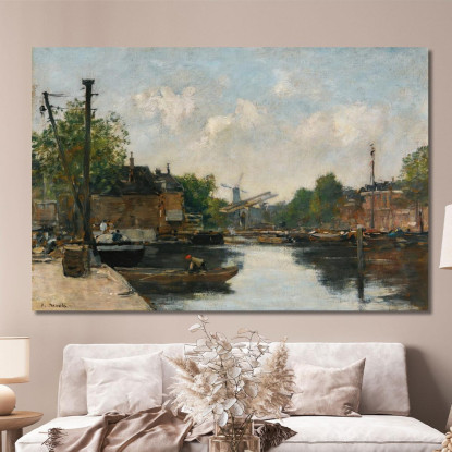 Canale A Rotterdam Eugène Boudin ebd24 quadro stampato su tela