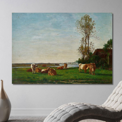 Casolare E Pascolo Sulle Rive Della Touques Eugène Boudin ebd26 quadro stampato su tela