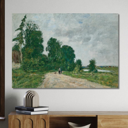 Sentiero Animato Lungo Il Fiume Eugène Boudin ebd27 quadro stampato su tela