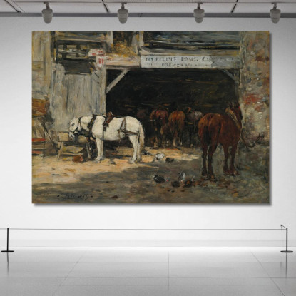 Cortile E Scuderia Di Un Noleggiatore Eugène Boudin ebd32 quadro stampato su tela