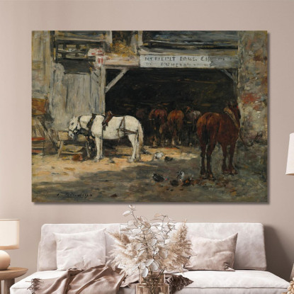 Cortile E Scuderia Di Un Noleggiatore Eugène Boudin ebd32 quadro stampato su tela