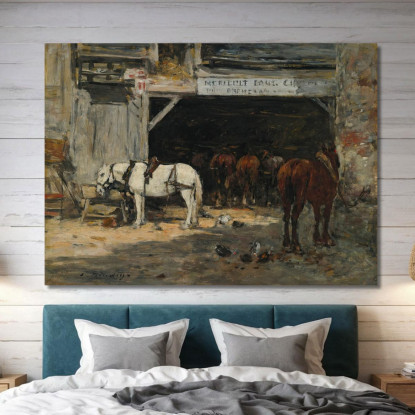 Cortile E Scuderia Di Un Noleggiatore Eugène Boudin ebd32 quadro stampato su tela