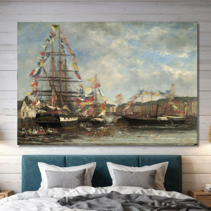 Festa Nel Porto Di Honfleur Eugène Boudin ebd46 quadro stampato su tela