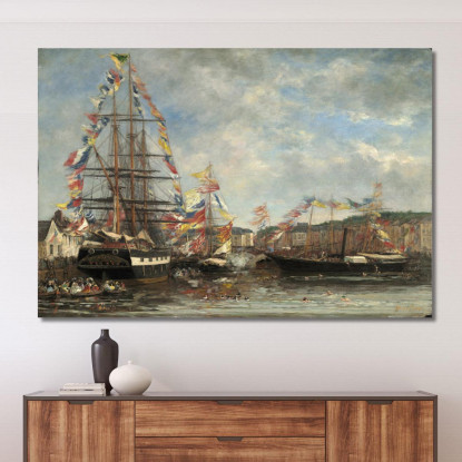 Festa Nel Porto Di Honfleur Eugène Boudin ebd46 quadro stampato su tela