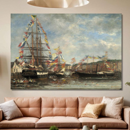 Festa Nel Porto Di Honfleur Eugène Boudin ebd46 quadro stampato su tela