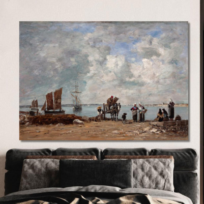 Mogli Di Pescatori In Riva Al Mare Eugène Boudin ebd48 quadro stampato su tela