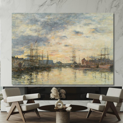 Fecamp – Il Bacino Al Tramonto Eugène Boudin ebd51 quadro stampato su tela