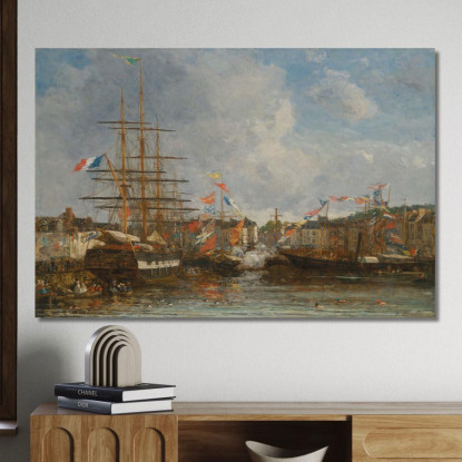 Festa Nel Bacino Di Honfleur Eugène Boudin ebd52 quadro stampato su tela